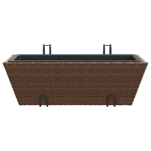 vidaXL plantekasser med kroge 2 stk. polyrattan brun