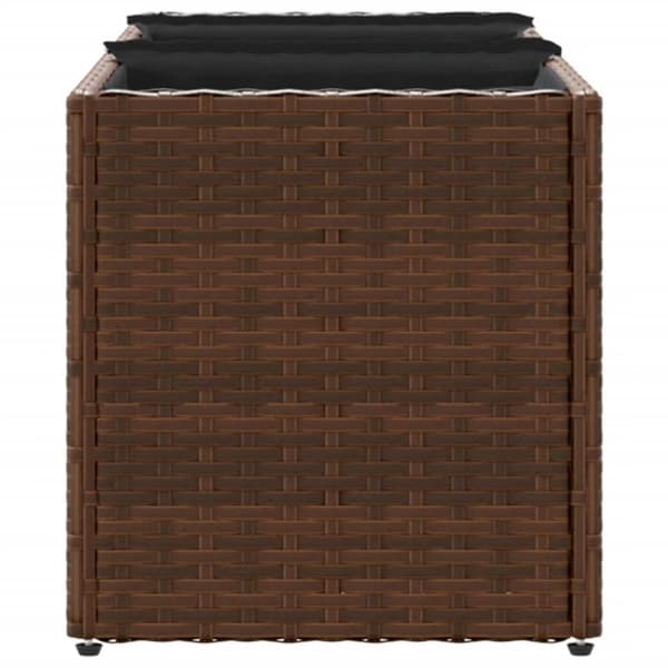 vidaXL plantekasse med 3 krukker 105x30x32 cm polyrattan brun
