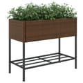 Miniatyrbillede 5 af 11: vidaXL plantekasse med hylde polyrattan brun