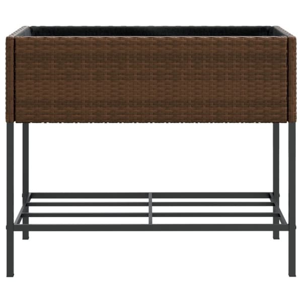 vidaXL plantekasse med hylde polyrattan brun