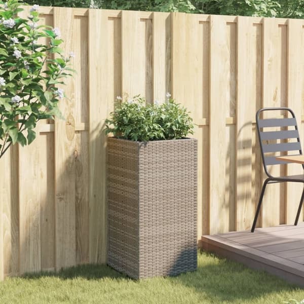 vidaXL plantekasse 40x40x80 cm polyrattan grå
