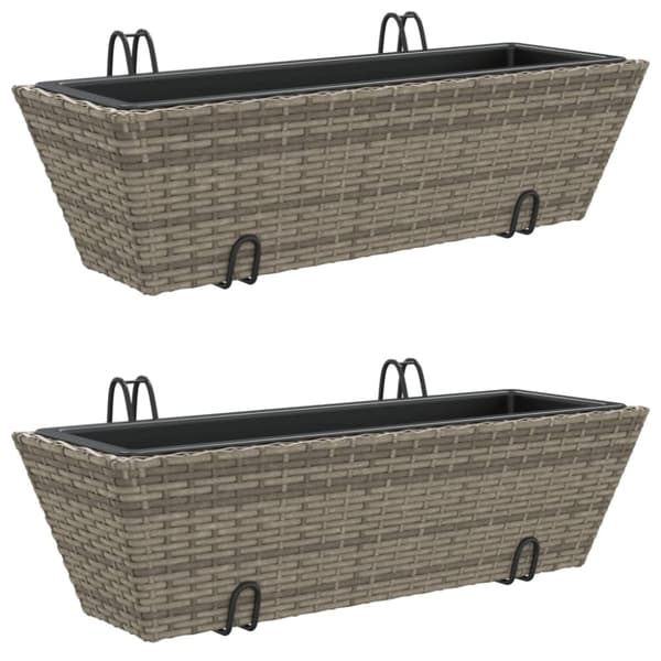 vidaXL Plantekasser med kroker 2 stk grå polyrotting