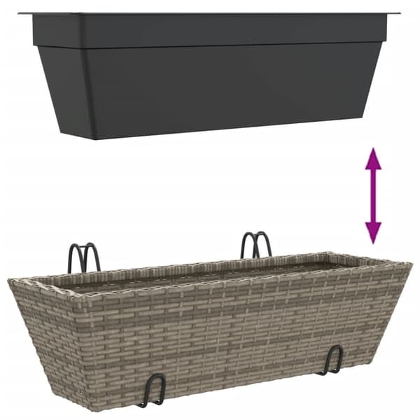 vidaXL Plantekasser med kroker 2 stk grå polyrotting