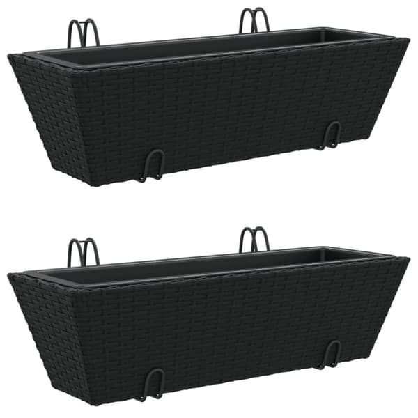 vidaXL Blomlådor med krokar 2 st svart konstrotting