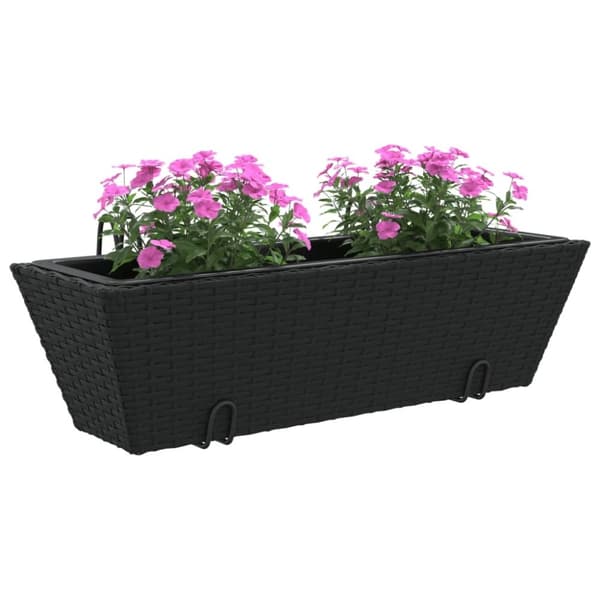 vidaXL Blomlådor med krokar 2 st svart konstrotting