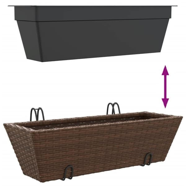 vidaXL Plantekasser med kroker 2 stk brun polyrotting