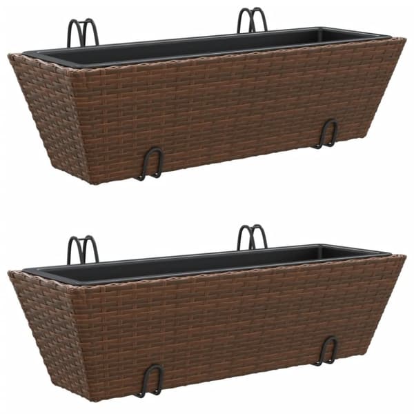 vidaXL Plantekasser med kroker 2 stk brun polyrotting