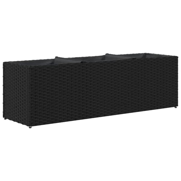 vidaXL Plantekasse med 3 potter svart 105x30x32 cm polyrotting