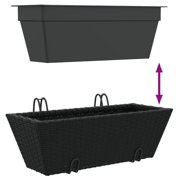 vidaXL Plantekasser med kroker 2 stk svart polyrotting