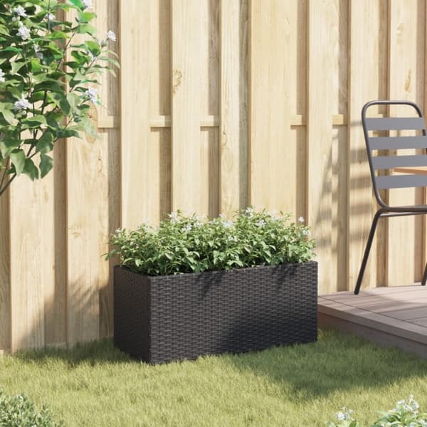 vidaXL Plantekasse med 2 potter svart 72x30x32 cm polyrotting