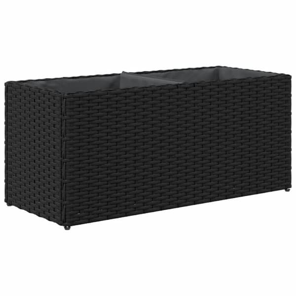vidaXL Plantekasse med 2 potter svart 72x30x32 cm polyrotting