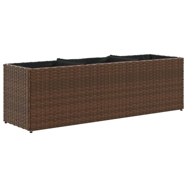 vidaXL Plantekasse med 3 potter brun 105x30x32 cm polyrotting