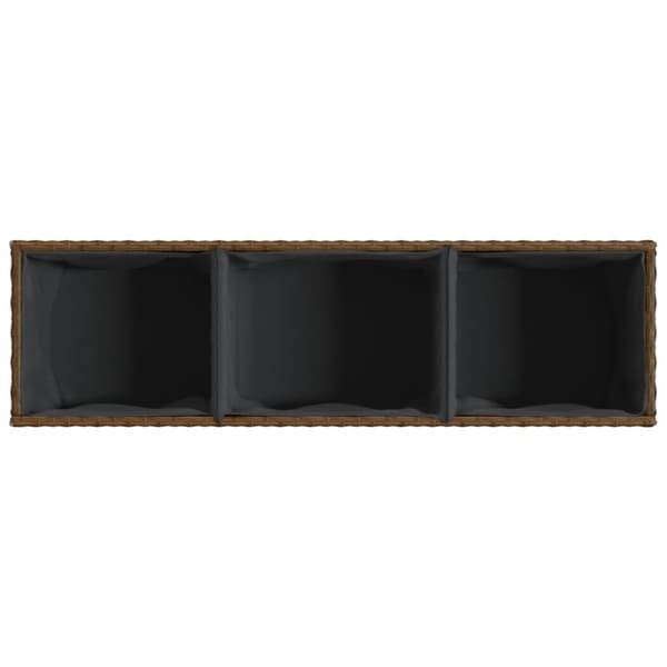 vidaXL Plantekasse med 3 potter brun 105x30x32 cm polyrotting