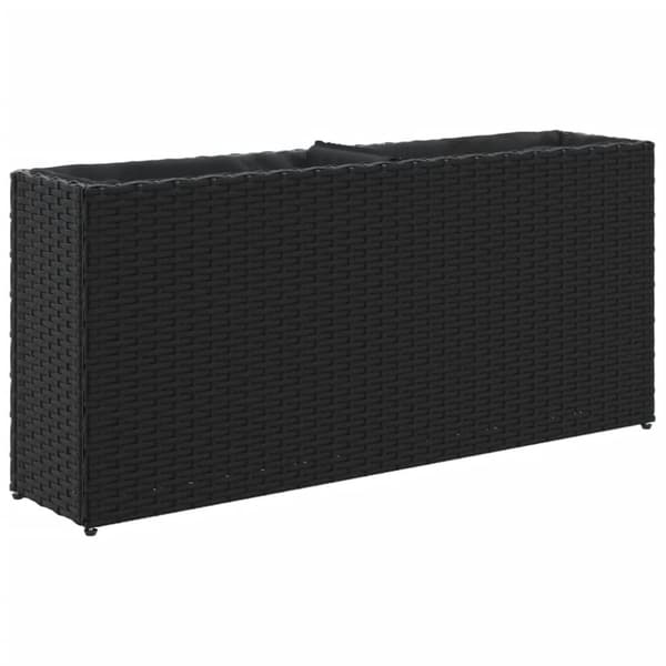 vidaXL Ulkokukkalaatikko 2 ruukulla musta 90x20x40 cm polyrottinki
