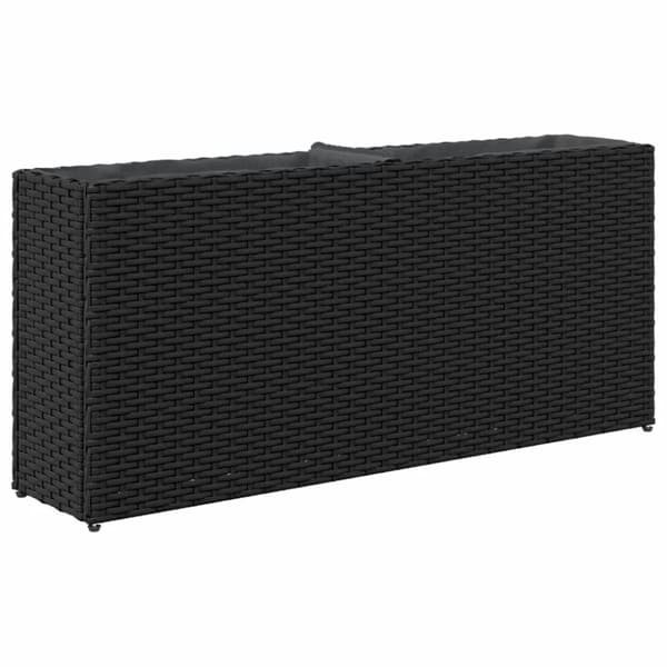 vidaXL Ulkokukkalaatikko 2 ruukulla musta 90x20x40 cm polyrottinki