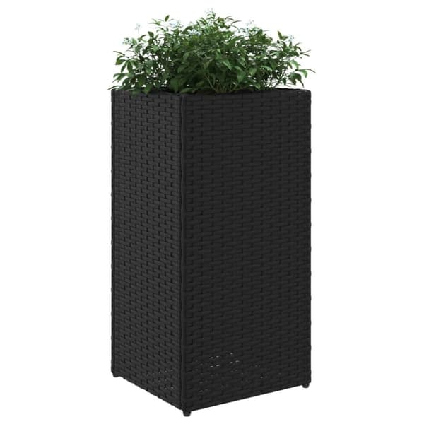 vidaXL Kukkalaatikko musta 30x30x60 cm polyrottinki