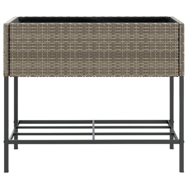 vidaXL plantekasse med hylde polyrattan grå
