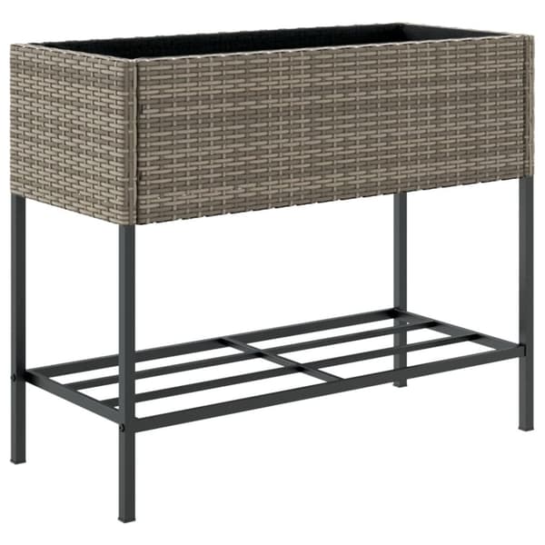 vidaXL plantekasse med hylde polyrattan grå
