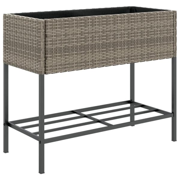 vidaXL plantekasse med hylde polyrattan grå