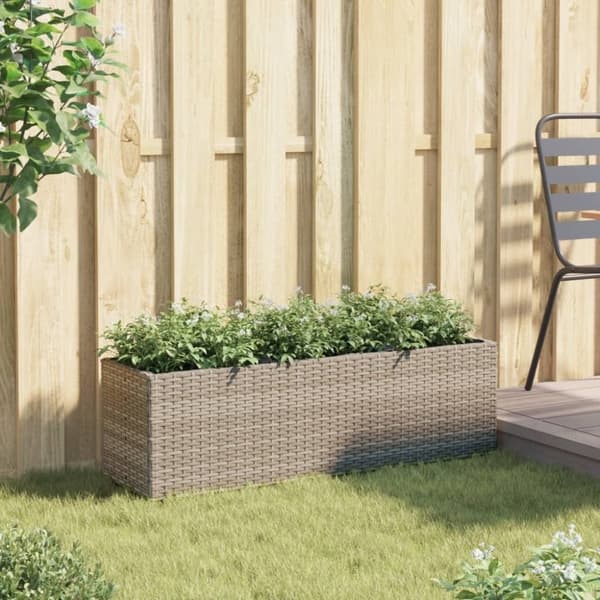 vidaXL Odlingslåda med 3 krukor grå 105x30x32 cm konstrotting
