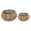 Miniatyrbild 1 av 3: Krukset DKD Home Decor Svart Naturell Metall Rattan Fyrkantig Bali 50 x 50 x 25,4 cm (2 antal)
