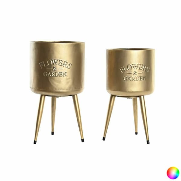 Set med planteringskärl DKD Home Decor 25,5 x 25,5 x 44 cm Metall (2 antal)