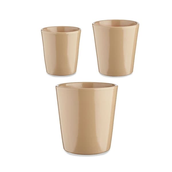Krukset Ibergarden CONICO-1019 Beige Lera Cónica Ø 14 cm Ø 22 cm Ø 17 cm 3 Delar