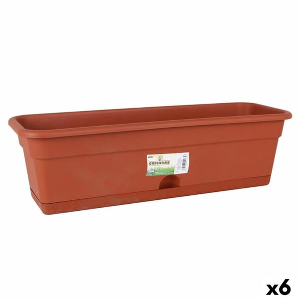 Blomlåda med bottenplatta Dem Greentime Rektangulär Brun 60 x 20 x 17,3 cm (6 antal)