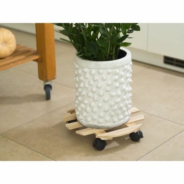 Blompall med hjul Nature Naturell Granträ