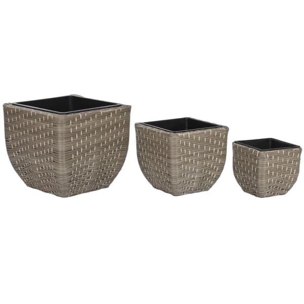 Set med planteringskärl Home ESPRIT polypropen Rattan 40 x 40 x 36 cm