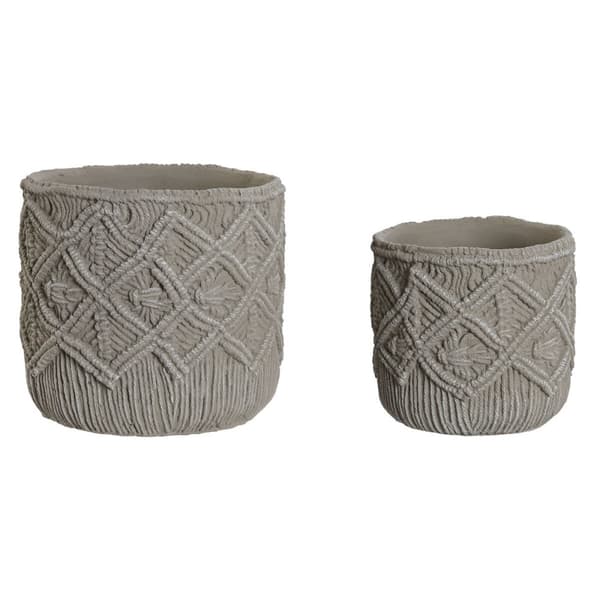 Set med planteringskärl Home ESPRIT Ljusgrå Cement 20 x 20 x 18 cm