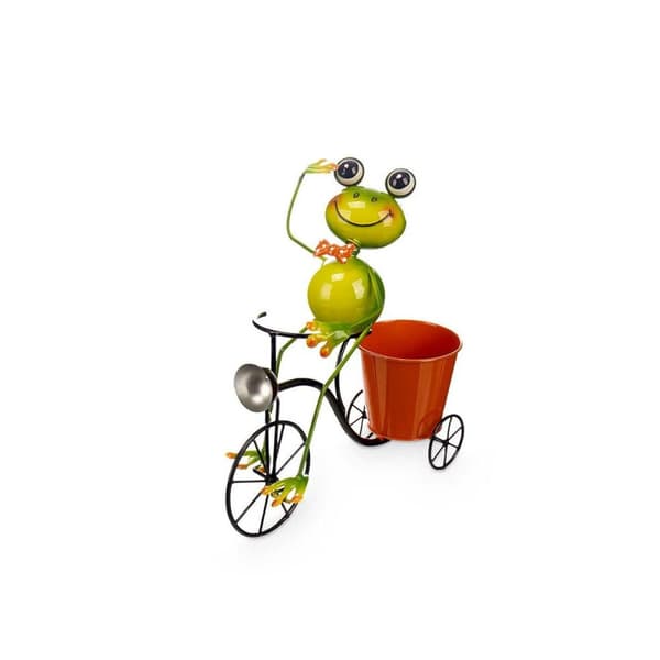 Kruka Ibergarden 324-26939A Gul Röd Grön Metall Cykel Groda 31,5 x 32 x 17 cm