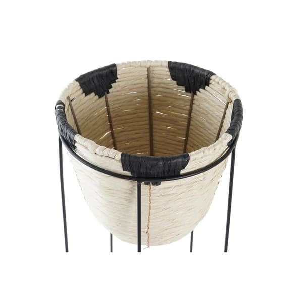Urtepotte DKD Home Decor Natur Sort Metal Kolonistil Fiber (30 x 30 x 62 cm)