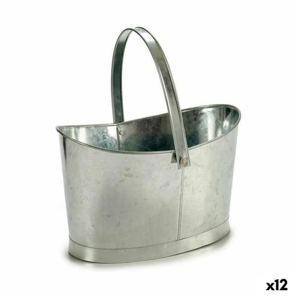 Urtepotte Ibergarden E51465-B Sølvfarvet Zink Kurv 21 x 19,5 x 35,5 cm (12 enheder)