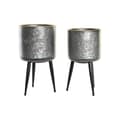 Miniatyrbilde 1 av 3: Grytesett DKD Home Decor Svart Grå Metallik Metall Loft 25 x 25 x 46 cm