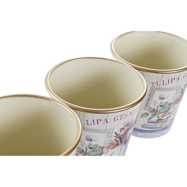 Grytesett DKD Home Decor Rosa Gyllen PVC Aluminium Shabby Chic 38 x 13 x 14 cm (3 Deler)