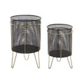 Miniatyrbilde 1 av 5: Sett med blomsterpotter DKD Home Decor Svart Gyllen Metall Loft 36 x 36 x 58 cm