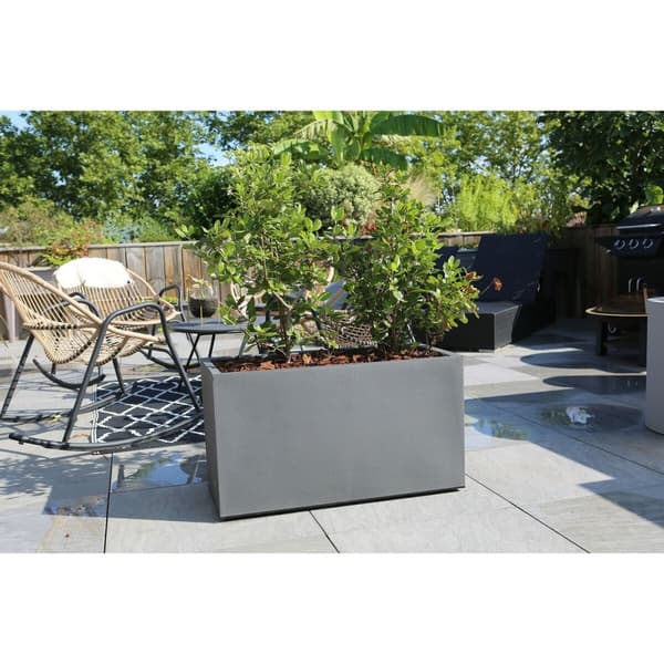 Planter Riviera Rektangulær Grå 80 x 40 cm Granitt