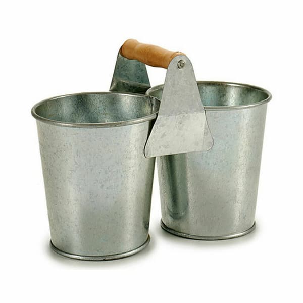 Planter Ibergarden D60088-B Brun Sølv Tre Sink Dobbel 20 x 15 x 10,2 cm (24 enheter)