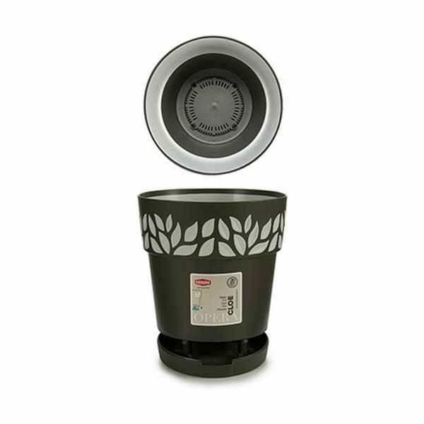 Selvvannende blomsterpotte Stefanplast Cloe Antrasitt Plast 15 x 15 x 15 cm (12 enheter)