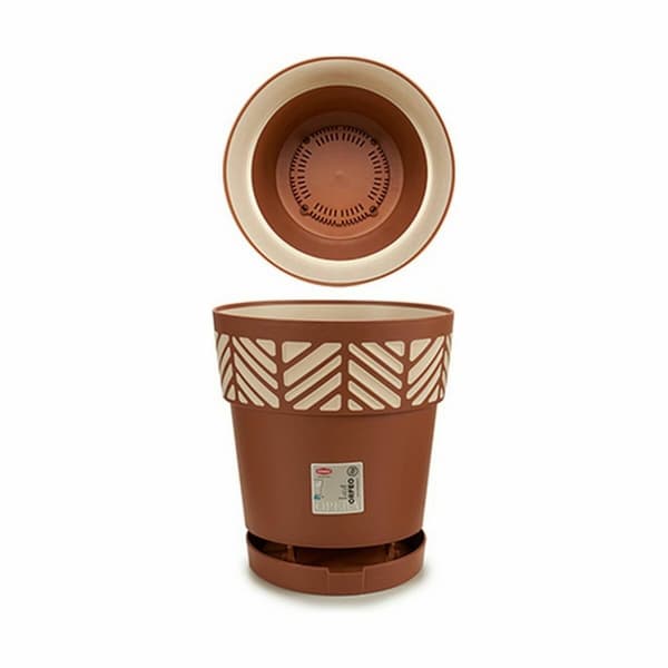 Selvvannende blomsterpotte Stefanplast Orfeo Terrakotta Plast 25 x 25 x 25 cm (6 enheter)