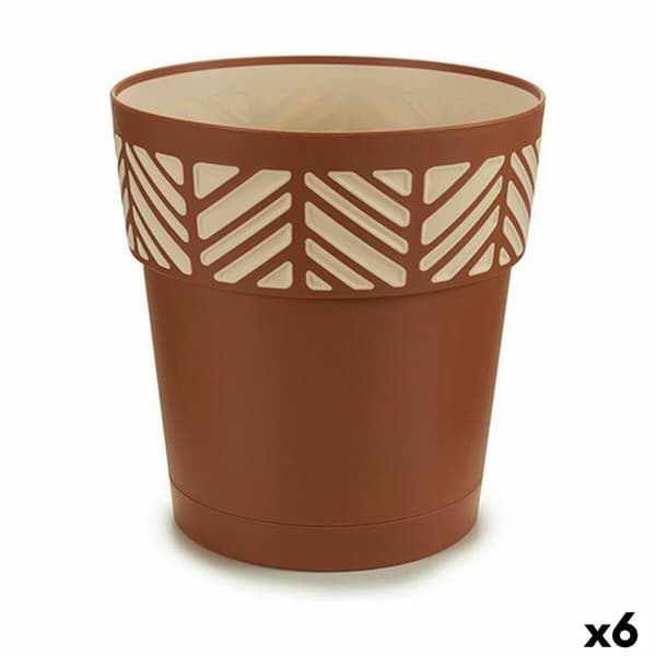 Selvvannende blomsterpotte Stefanplast Orfeo Terrakotta Plast 25 x 25 x 25 cm (6 enheter)