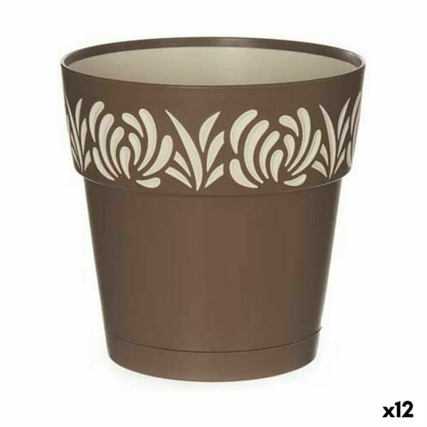 Selvvannende blomsterpotte Stefanplast Gaia Brun Plast 15 x 15 x 15 cm (12 enheter)
