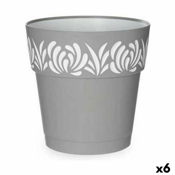 Selvvannende blomsterpotte Stefanplast Gaia Grå Plast 25 x 25 x 25 cm (6 enheter)