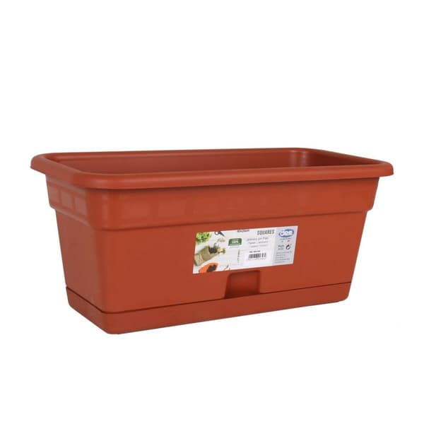 Planter med Skål Dem Squares Rektangulær Brun 40 x 20 cm (12 enheter)