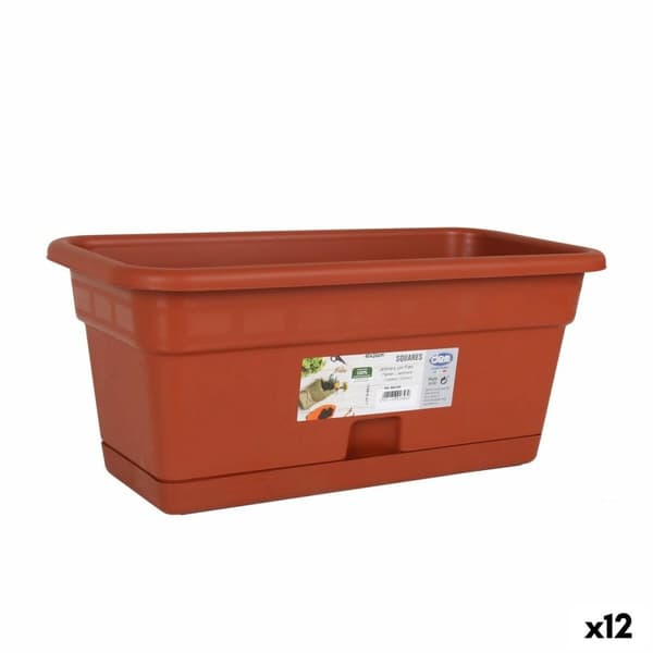 Planter med Skål Dem Squares Rektangulær Brun 40 x 20 cm (12 enheter)