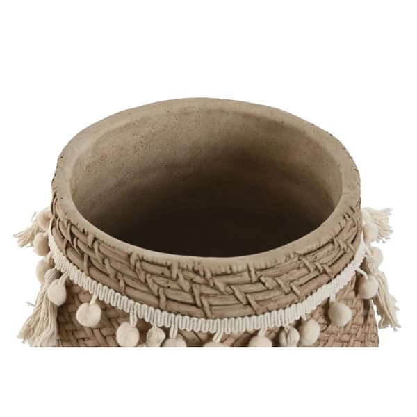 Sett med blomsterpotter Home ESPRIT Lysebrun Sement Tropisk 30 x 29 x 25 cm
