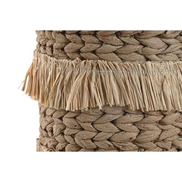 Sett med blomsterpotter Home ESPRIT Brun Raffia Sement Tropisk 23 x 22 x 25 cm
