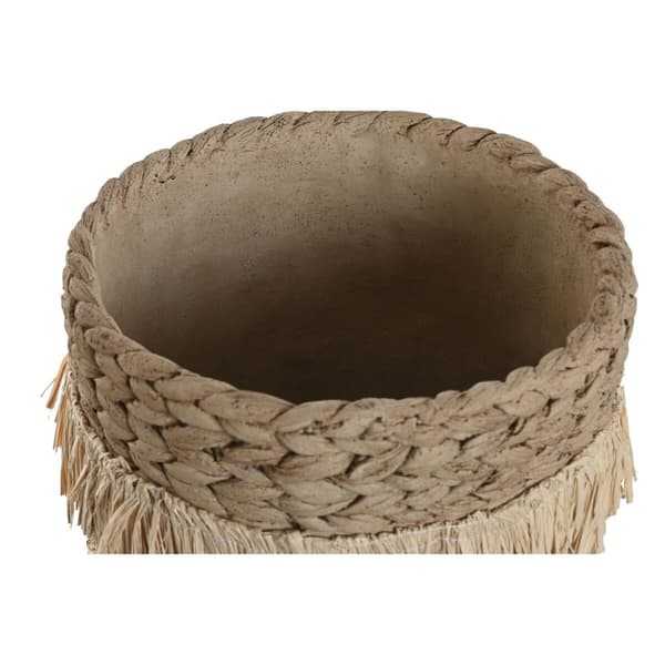 Sett med blomsterpotter Home ESPRIT Brun Raffia Sement Tropisk 23 x 22 x 25 cm