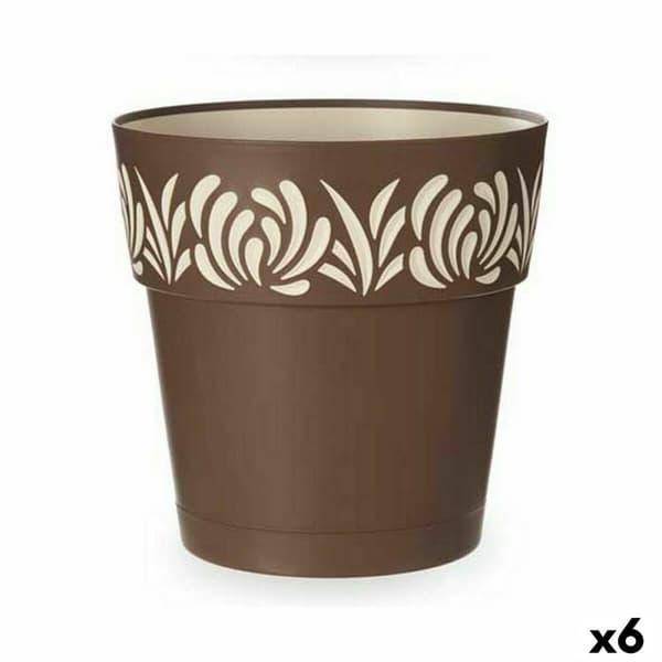 Itsekasteleva kukkaruukku Stefanplast Gaia Ruskea Muovinen 29 x 29 x 29 cm (6 osaa)